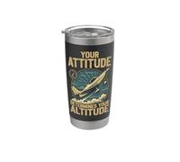 Airplane Pilot Pun Vintage Retro Your Attitude Determines Stainless Steel Insulated Tumbler