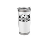 Airplane Pilot Pun Vintage Your Attitude Determines Your Stainless Steel Insulated Tumbler
