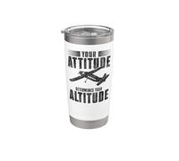 Airplane Pilot Pun Vintage Your Attitude Determines Your Stainless Steel Insulated Tumbler