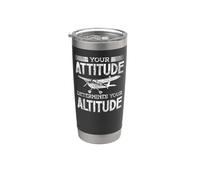 Airplane Pilot Pun Vintage Your Attitude Determines Your Stainless Steel Insulated Tumbler