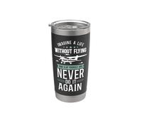 Airplane Pilot Vintage Imagine A Life Without Flying Now Stainless Steel Insulated Tumbler