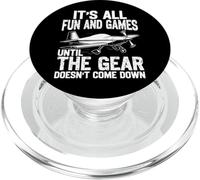 Airplane Pilot Vintage It's All Fun And Games Until The Gear PopSockets PopGrip for MagSafe