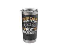 Airplane Pilot Vintage Keep Calm and Let The Pilot Handle It Stainless Steel Insulated Tumbler