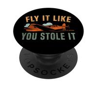 Airplane Pilot Vintage Retro Fly It Like You Stole It PopSockets Adhesive PopGrip