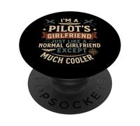 Airplane Pilot Vintage Retro I'm A Pilot's Girlfriend Just PopSockets Adhesive PopGrip