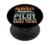 Airplane Pilot Vintage Retro I'm Not Perfect But I Am A PopSockets Adhesive PopGrip