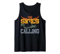 Airplane Pilot Vintage Retro The Skies are Calling Tank Top