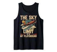 Airplane Pilot Vintage Retro The Sky is Not My Limit It's My Tank Top