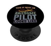 Airplane Pilot Vintage Retro This Is What An Awesome Pilot PopSockets Adhesive PopGrip