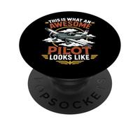 Airplane Pilot Vintage Retro This Is What An Awesome Pilot PopSockets Adhesive PopGrip