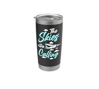 Airplane Pilot Vintage The Skies are Calling Stainless Steel Insulated Tumbler