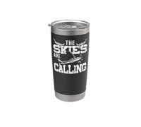 Airplane Pilot Vintage The Skies are Calling Stainless Steel Insulated Tumbler