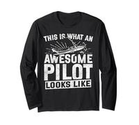Airplane Pilot Vintage This is What an Awesome Pilot Looks Long Sleeve T-Shirt