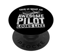Airplane Pilot Vintage This Is What An Awesome Pilot Looks PopSockets Adhesive PopGrip