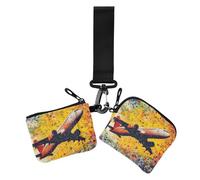 Airplane Plane and Aircraft Colorful Women's Card Cases Change Holder Mini Fashion Wristlet Wallet Key Holder with Zipper Coin Pocket for Woman 2 Packs, Airplane Plane and Aircraft colorful, One Size