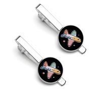 Airplane Plane Minimalism Silver Tie Clip Long Styles Necktie Clip Tie Bar for Business Wedding Graduation