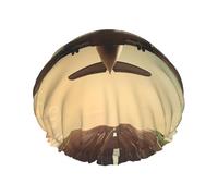 Airplane Print Shower Cap for Women Men, Reusable Double-Layer Fabric Bathing Cap Girls Hair Caps, 27 CM