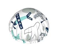 Airplane Print Shower Cap, Lined Shower Cap For Women Reusable, Double Layer Waterproof Bath Cap