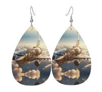 Airplane Prints Leather Teardrop earrings Pendant Stylish and beautiful Lightweight Dangle for Women Girls