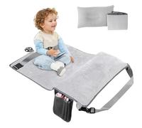 Airplane Seat Extender for Kids, Portable Waterproof Toddler Travel Bed with Pocket, Long Trip Flyaways Must Have for Infant Sleeping & Rest, Grey