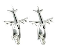 Airplane Shape Copper Suit Cufflinks for Men, Silver | Decorative Shirt Accessory, Sturdy Smooth Finish, for Parties and Daily Wear, Classic Contemporary Style