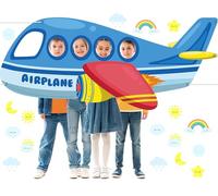 Airplane Shaped Photo Prop Selfie Frame Large Aircraft Photography Background Backdrop Banner Helicopter Plane Themed Photo Booth Props for Kids Baby Shower Birthday Party Decorations Supplies 74x30in