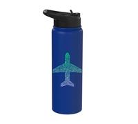 Airplane Silhouette Aviation Enthusiast Gear | Boys Pilot Stainless Steel Insulated Water Bottle