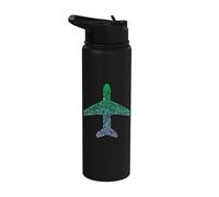 Airplane Silhouette Aviation Enthusiast Gear | Boys Pilot Stainless Steel Insulated Water Bottle