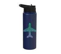 Airplane Silhouette Aviation Enthusiast Gear | Boys Pilot Stainless Steel Insulated Water Bottle