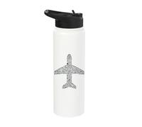 Airplane Silhouette Icon Aviation Enthusiast Gear | Pilot Stainless Steel Insulated Water Bottle