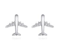 Airplane Stud Earrings 925 Sterling Silver Cute Airplane Earrings Jewelry for Women