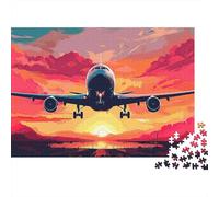 Airplane Sunset Flight 1000 Piece Jigsaw Puzzles Airplane Sunset Takeoff Art Adults Aged 12 And Above Educational Games Beautiful Decoration Difficult Challenging Male And Female Birthday 38x26cm