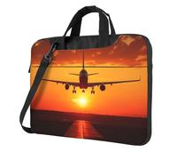 Airplane Sunset Laptop Shoulder Bag For Men Women Briefcase Messenger Bag W/Strap Handle Waterproof Laptop Sleeve Bag 15.6 Inch