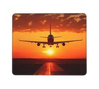 Airplane sunset Mouse Pad with Stitched Edge, Comfortable Mouse Pads with Non-Slip Rubber Base Gaming Mouse Mat Washable Mousepads Computers Laptop Desk Accessories for Office 11.8"x9.8"