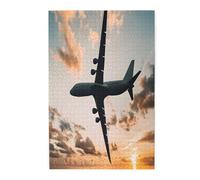 Airplane Sunset -Print 1000 Piece Picture Puzzle -Wooden,Family-Friendly Fun For All Ages,For Relaxation And Gift-Giving.