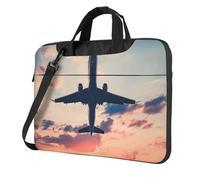 Airplane Sunset Printed Waterproof Laptop Case Ultra-Thin Portable One-Shoulder Laptop Bag 600d Oxford 13in/14in/15.6in