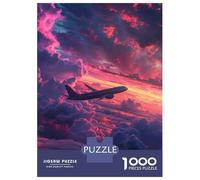 Airplane Sunset Sky 1000 Piece Jigsaw Puzzle for Adults Paper 1000pc Jigsaw Puzzle Set Relaxing Leisure 38x26cm/1000pcs