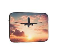Airplane Sunset Sky Laptop Case 10 inch, Water Resistant Laptop Sleeve Shockproof Protective Traveling Computer Bag Portable Business Briefcase for Men Women