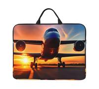 Airplane Sunset Sky Print 14in Laptop Case Sleeve Lightweight Waterproof Notebook Cover Computer Bag Accessory