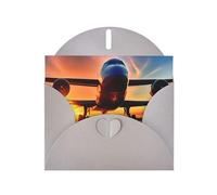 Airplane Sunset Sky Print Blank Cards and Envelopes 5" x 6" for Wedding Birthday Invitations and All Occasions