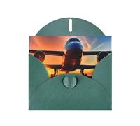 Airplane Sunset Sky Print Blank Cards and Envelopes 5" x 6" for Wedding Birthday Invitations and All Occasions