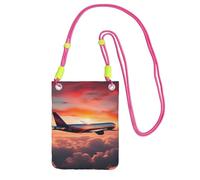 Airplane Sunsets Sky Print Crossbody Bag For Women, Shoulder Bag Purse, Travel Sport Mini Phone Bag, Phone Wallet, Fuchusia, One Size