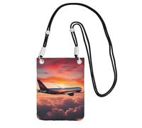 Airplane Sunsets Sky Print Crossbody Bag For Women, Shoulder Bag Purse, Travel Sport Mini Phone Bag, Phone Wallet, Black, One Size
