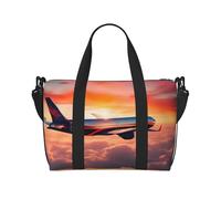 Airplane Sunsets Sky Print Hand Travel Bag with Zipper Weekender Overnight Bag for Women Men Carry On
