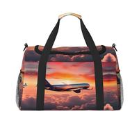 Airplane Sunsets Sky print Overnight Bags for Women and Men Shoulder Bag Carry On Bag for Traveling Travel Essentials, Black, One Size