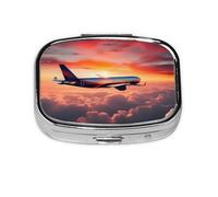 Airplane Sunsets Sky Print Pill Box Portable Pill Case Holde Organizer for Purse Pocket Travel Gifts