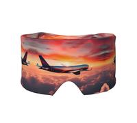 Airplane Sunsets Sky Print Sleep Eye and Ear Muffs Mask - Adjustable Yoga Travel Headband, Keep Warm Shading Comfortable Aid