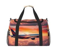 Airplane Sunsets Sky Print Travel Foldable Waterproof Lightweight Carry On Luggage Bag with Shoulder Strap