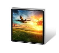 Airplane Taking Off From The Airport Printed Brooch Pins Badge Button Tie Lapel Backpack Pin Decoration for Women Men