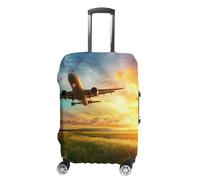 Airplane Taking Off from The Airport Suitcase Cover Travel Luggage Protector Elastic Washable Baggage Covers Fits 19-32 Inch